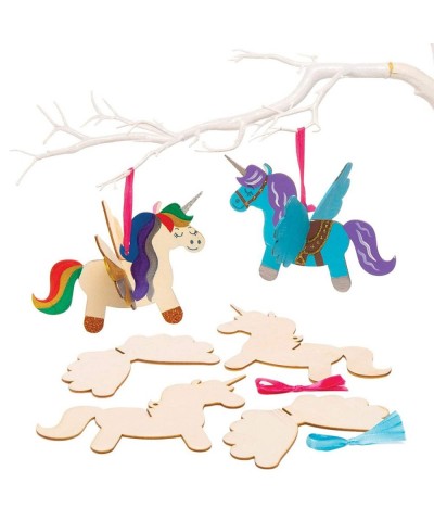 AT312 Wooden Unicorn Ornament - Pack Of 6 Make Your Own Christmas Ornament To Paint Make And Hang $17.39 Kids' Drawing & Writ...