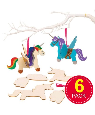 AT312 Wooden Unicorn Ornament - Pack Of 6 Make Your Own Christmas Ornament To Paint Make And Hang $17.39 Kids' Drawing & Writ...