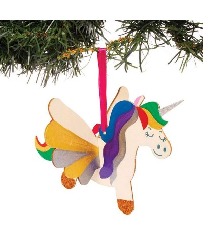 AT312 Wooden Unicorn Ornament - Pack Of 6 Make Your Own Christmas Ornament To Paint Make And Hang $17.39 Kids' Drawing & Writ...