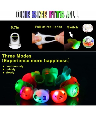 24Pcs Light Up Rings Flashing Colorful LED Animal Rubber Bumpy Jelly Rings Glow in Dark Finger Toys for Party Supplies Kids P...