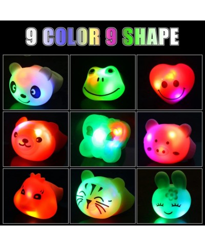 24Pcs Light Up Rings Flashing Colorful LED Animal Rubber Bumpy Jelly Rings Glow in Dark Finger Toys for Party Supplies Kids P...