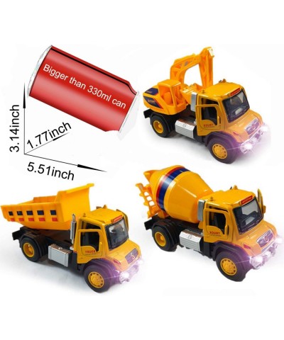 Construction Truck Toys 3 Pack Set Pull Back Vehicles with Lights and Sounds for Kids Toy Cars Excavator Mixer Dump Trucks Pl...