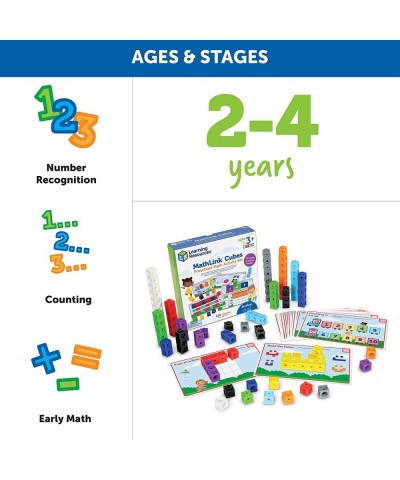 MathLink Cubes Preschool Math Activity Set 115 Pieces Ages 3+ Preschool STEM Activities Math Activity Set and Games for Kids ...