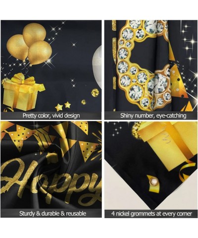 21st Birthday Decorations Door Banner Black Gold Happy 21st Birthday Decorations for Her Him Door Cover Sign Poster Decoratio...