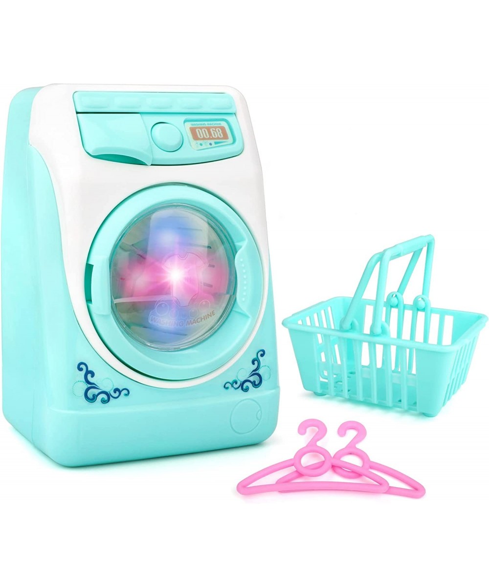 Washing Machine Toy for Kids Dollhouse Furniture Pretend Play Household Appliance Realistic Sounds with Lights Laundry Play S...