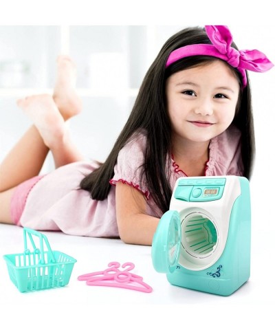 Washing Machine Toy for Kids Dollhouse Furniture Pretend Play Household Appliance Realistic Sounds with Lights Laundry Play S...