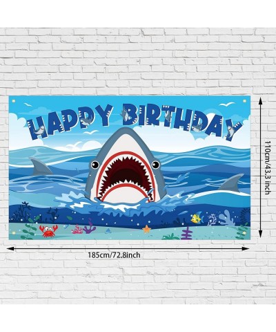 Shark Party Decorations Backdrop Banner Shark Birthday Decorations Under The Sea Shark Zone Photography Background for Boy Gi...