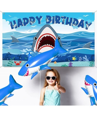 Shark Party Decorations Backdrop Banner Shark Birthday Decorations Under The Sea Shark Zone Photography Background for Boy Gi...