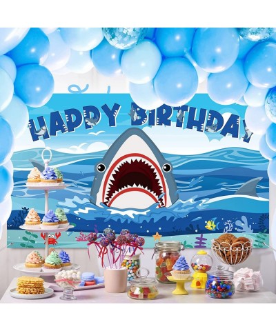 Shark Party Decorations Backdrop Banner Shark Birthday Decorations Under The Sea Shark Zone Photography Background for Boy Gi...