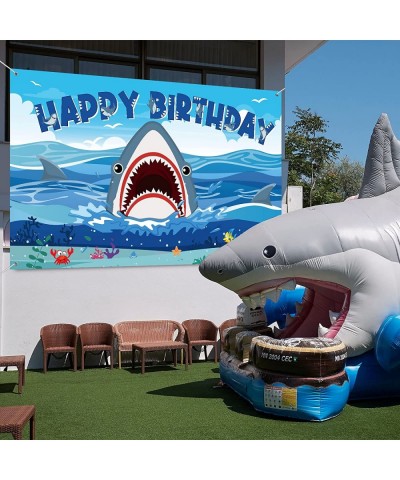 Shark Party Decorations Backdrop Banner Shark Birthday Decorations Under The Sea Shark Zone Photography Background for Boy Gi...