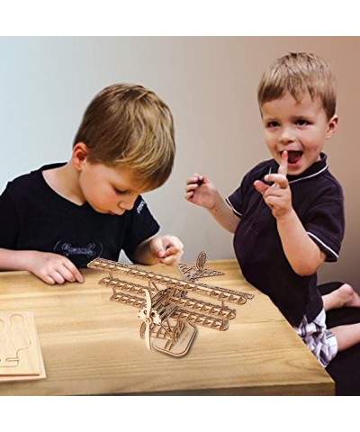 Build Your Own 3D Wooden Assembly Puzzle Wood Craft Kit Bi-Plane Model Gifts for Kids and Adults $24.55 Craft Kits