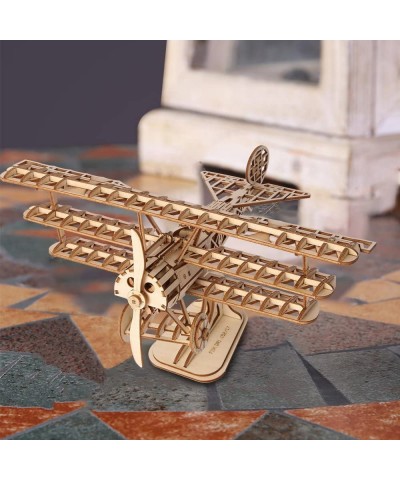 Build Your Own 3D Wooden Assembly Puzzle Wood Craft Kit Bi-Plane Model Gifts for Kids and Adults $24.55 Craft Kits