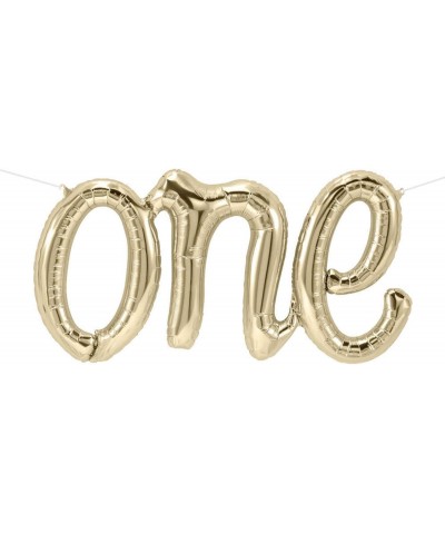 One Balloon Banner White Gold Number One Script Balloons 1 Balloon One Letter Foil Balloons for First Birthday Decoration 1 Y...