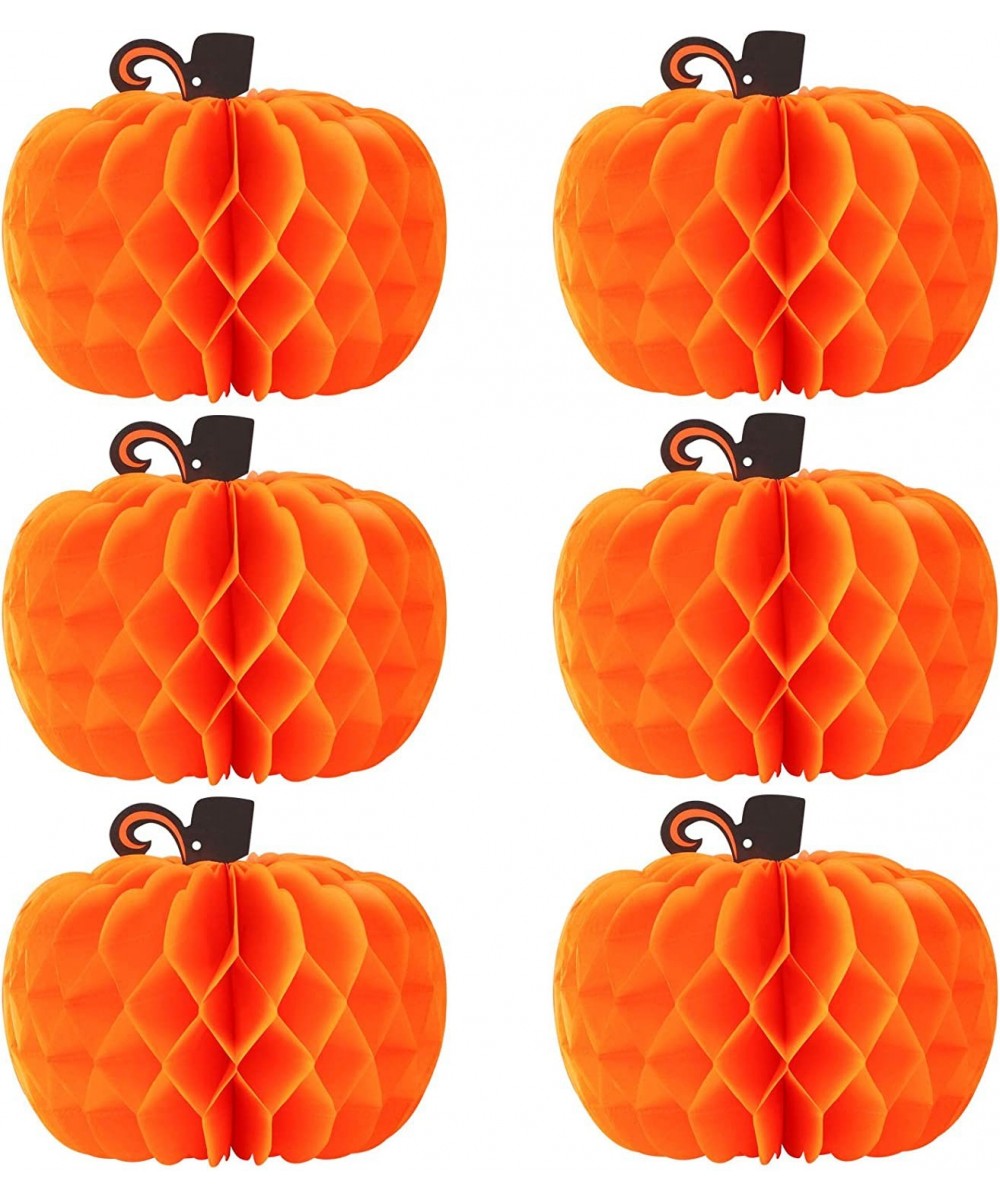 6PCS Thanksgiving Party Pumpkin Honeycomb Decorations - Thanksgiving/Halloween/Friengsgiving Party Supplies Favors Autumn Tab...