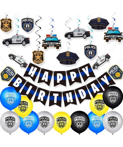 32 Pieces Police Birthday Party Decorations Set Police Party Swirls Set Including 20 Police Party Latex Balloons 2 Police Ban...