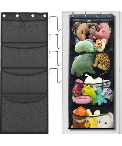 Stuffed Animal Storage Over The Door Organizer Storage for Filling Stuff Toys Stuffed Animals Holder with 4 Pockets Foldable ...