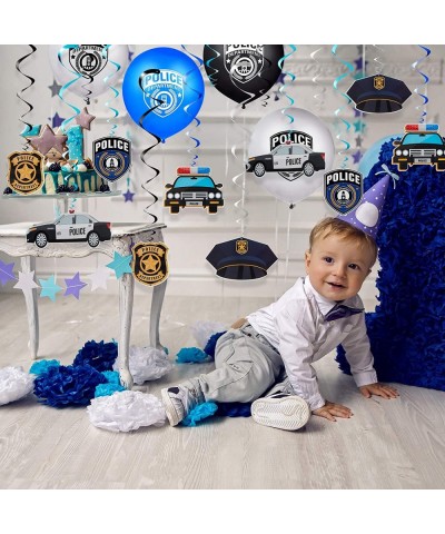 32 Pieces Police Birthday Party Decorations Set Police Party Swirls Set Including 20 Police Party Latex Balloons 2 Police Ban...