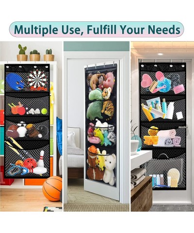 Stuffed Animal Storage Over The Door Organizer Storage for Filling Stuff Toys Stuffed Animals Holder with 4 Pockets Foldable ...