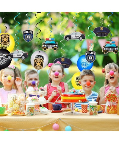 32 Pieces Police Birthday Party Decorations Set Police Party Swirls Set Including 20 Police Party Latex Balloons 2 Police Ban...