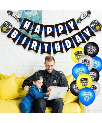 32 Pieces Police Birthday Party Decorations Set Police Party Swirls Set Including 20 Police Party Latex Balloons 2 Police Ban...