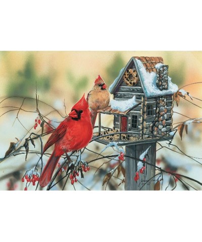 SunsOut Cardinal's Rustic Retreat - Bird and Birdhouse Winter Puzzle - 500 pc Jigsaw Puzzle $32.56 Jigsaw Puzzles