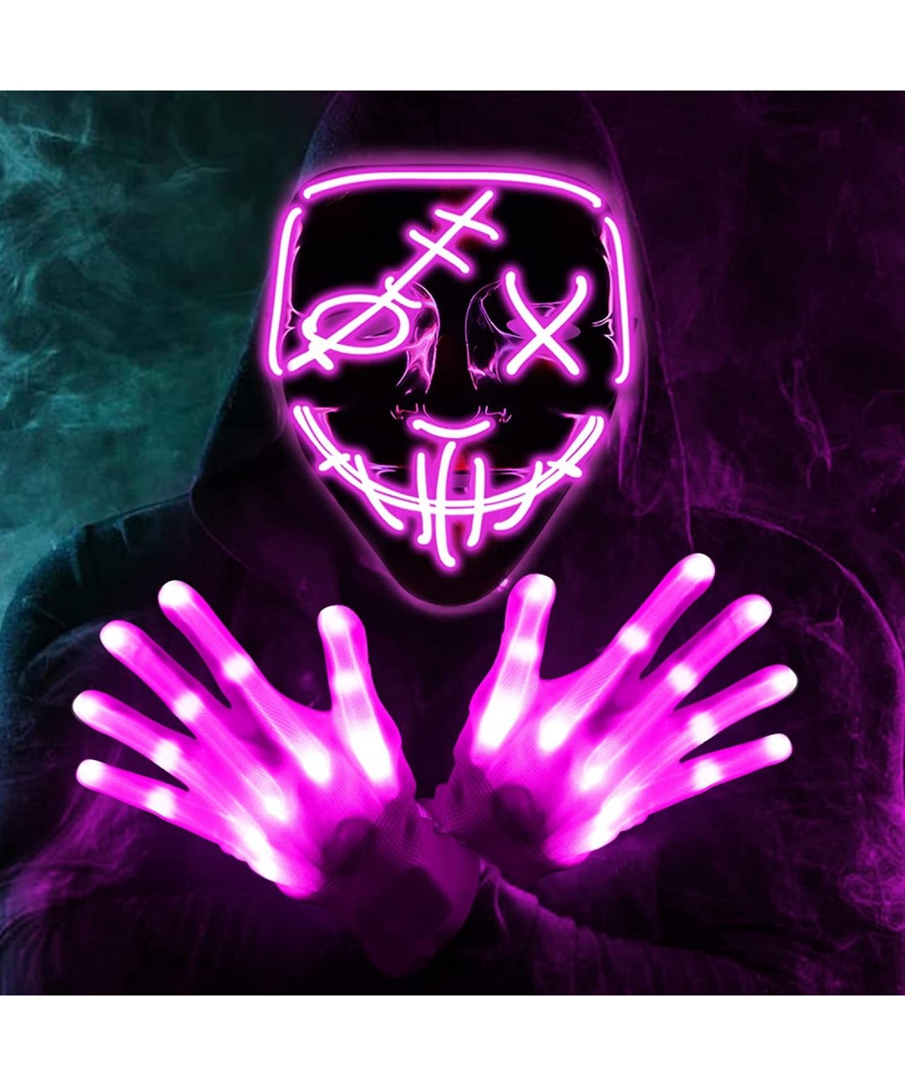 2 Set Halloween LED Mask with Gloves Light up Glow Gloves Scary Mask for Kids Adults Halloween Costumes Cosplay Party $35.61 ...