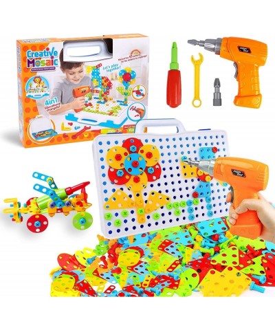 237 Pieces Kids Drill Set Creative Mosaic Toy Drill Puzzle Kit STEM Learning Educational Toys Screwdriver Construction Engine...