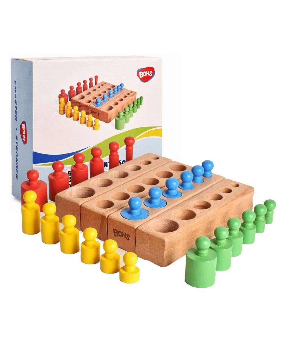 Montessori Knobbed Cylinders Blocks - 6 Pegs / 6.7 Inches - Preschool Manipulatives Montessori Toys $42.42 Pegged Puzzles