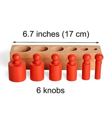 Montessori Knobbed Cylinders Blocks - 6 Pegs / 6.7 Inches - Preschool Manipulatives Montessori Toys $42.42 Pegged Puzzles