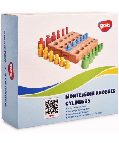 Montessori Knobbed Cylinders Blocks - 6 Pegs / 6.7 Inches - Preschool Manipulatives Montessori Toys $42.42 Pegged Puzzles