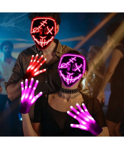 2 Set Halloween LED Mask with Gloves Light up Glow Gloves Scary Mask for Kids Adults Halloween Costumes Cosplay Party $35.61 ...