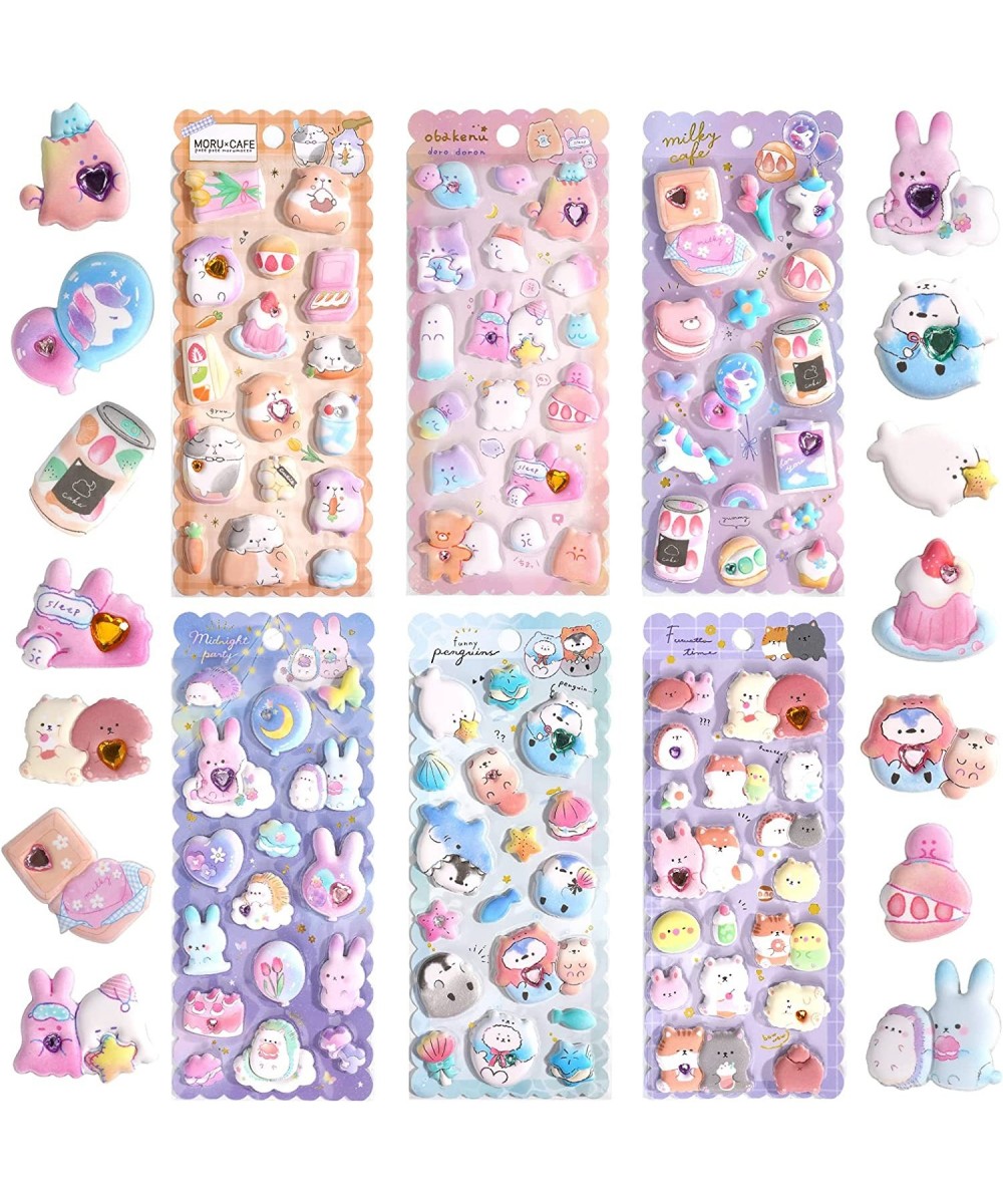 Thick Puffy Stickers for Kids Girls Cute Kawaii Japanese Soft Stickers for Teens Large 3D Squishes Stickers Playset with Gem ...