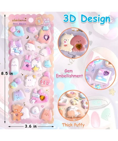 Thick Puffy Stickers for Kids Girls Cute Kawaii Japanese Soft Stickers for Teens Large 3D Squishes Stickers Playset with Gem ...