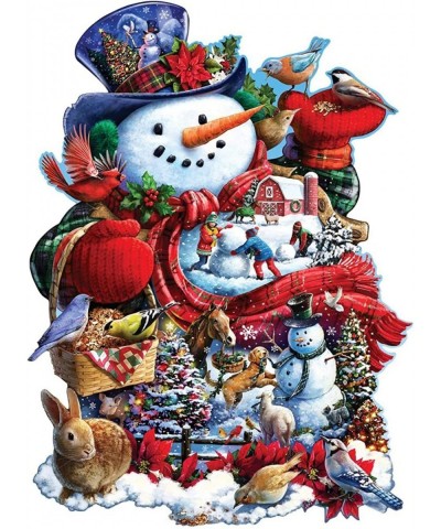 750 Piece Shaped Jigsaw Puzzle for Adults - Happy Holiday Snowman - 750 pc Christmas Jigsaw by Artist Larry Jones $28.90 Jigs...