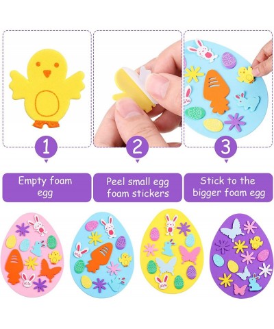 12 Pieces DIY Easter Foam Stickers Self-Adhesive Big Easter Egg Stickers and 300 Pieces Bunnies Chicks Flower Shaped Stickers...