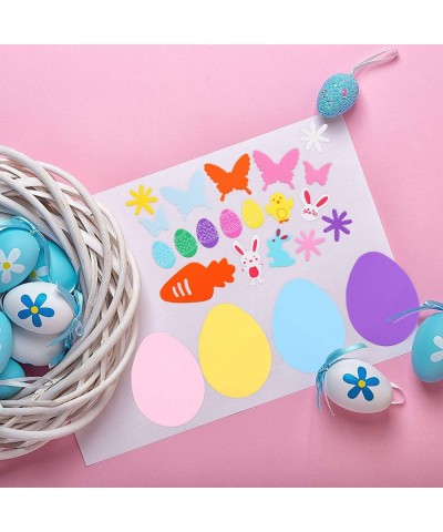 12 Pieces DIY Easter Foam Stickers Self-Adhesive Big Easter Egg Stickers and 300 Pieces Bunnies Chicks Flower Shaped Stickers...