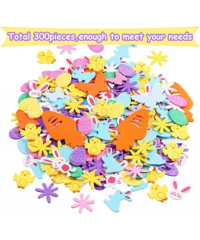 12 Pieces DIY Easter Foam Stickers Self-Adhesive Big Easter Egg Stickers and 300 Pieces Bunnies Chicks Flower Shaped Stickers...