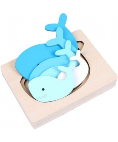 Kid Wooden Puzzles Multi- Layered Gradient Whale Animal Puzzles Cartoon 3D Panel Jigsaw Brain Teaser Puzzles Kids Children Ed...