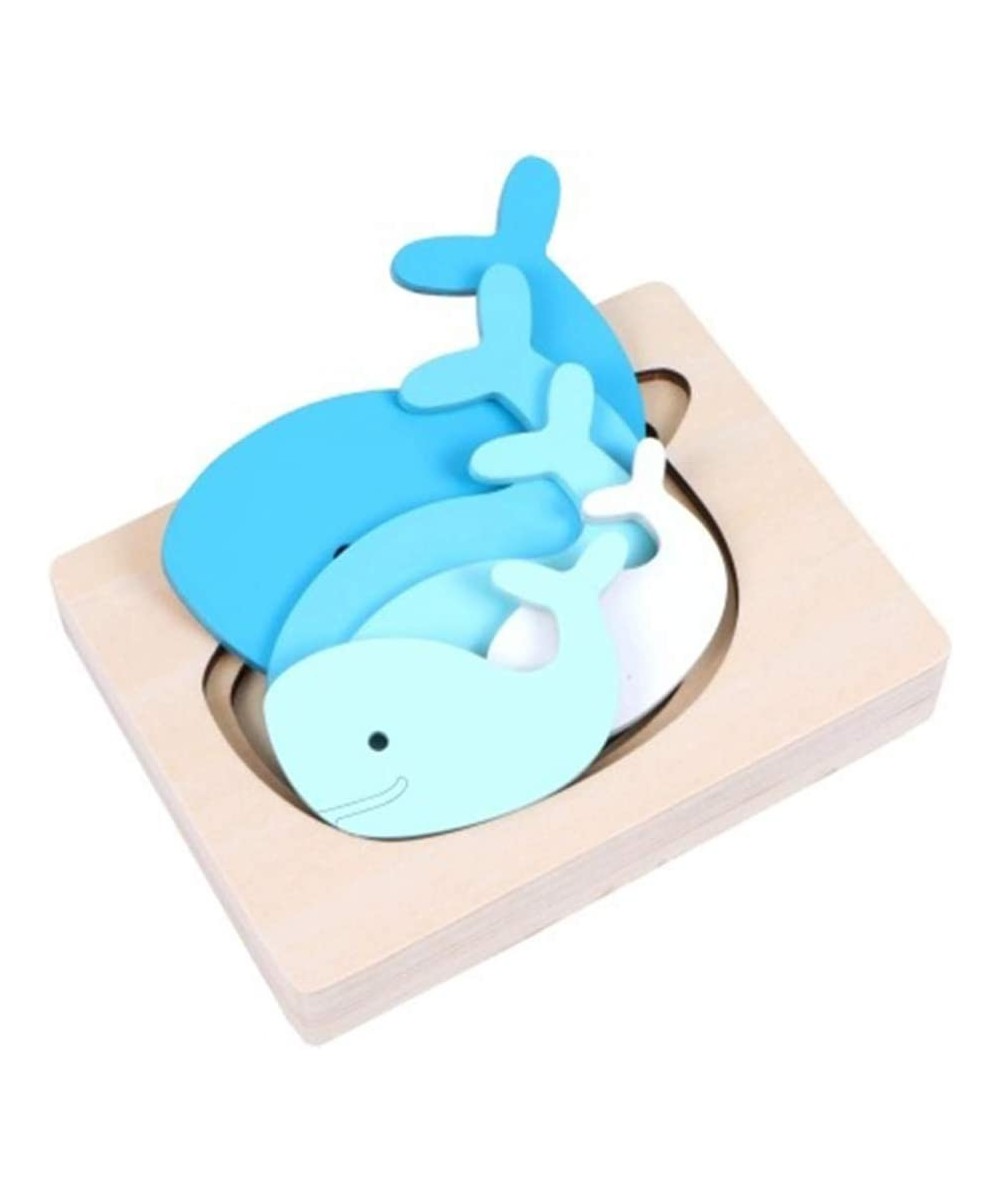 Kid Wooden Puzzles Multi- Layered Gradient Whale Animal Puzzles Cartoon 3D Panel Jigsaw Brain Teaser Puzzles Kids Children Ed...