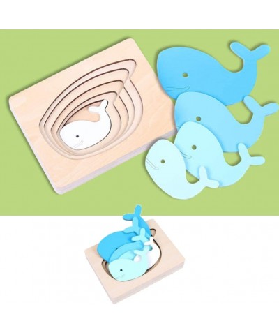 Kid Wooden Puzzles Multi- Layered Gradient Whale Animal Puzzles Cartoon 3D Panel Jigsaw Brain Teaser Puzzles Kids Children Ed...