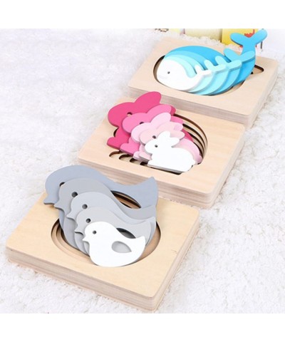 Kid Wooden Puzzles Multi- Layered Gradient Whale Animal Puzzles Cartoon 3D Panel Jigsaw Brain Teaser Puzzles Kids Children Ed...