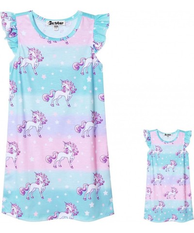 Jxstar Matching Girls&Doll Nightgowns Pajamas Princess Sleepwear Flutter Sleeve Night Dresses $42.51 Doll Accessories