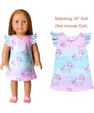 Jxstar Matching Girls&Doll Nightgowns Pajamas Princess Sleepwear Flutter Sleeve Night Dresses $42.51 Doll Accessories