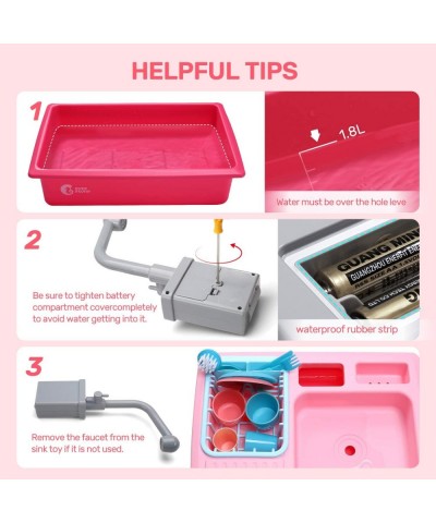 Play Kitchen Sink Toys Electric Dishwasher Playing Toy with Running Water Upgraded Automatic Faucets and Color Changing Acces...