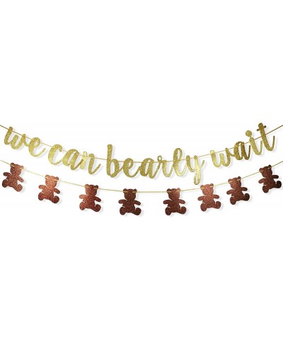 We Can Bearly Wait Glitter Banner Baby Shower Decorations Gender Reveal Party Supplies for Teddy Bear Theme Garland (Gold and...