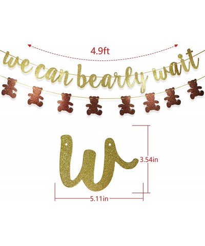 We Can Bearly Wait Glitter Banner Baby Shower Decorations Gender Reveal Party Supplies for Teddy Bear Theme Garland (Gold and...