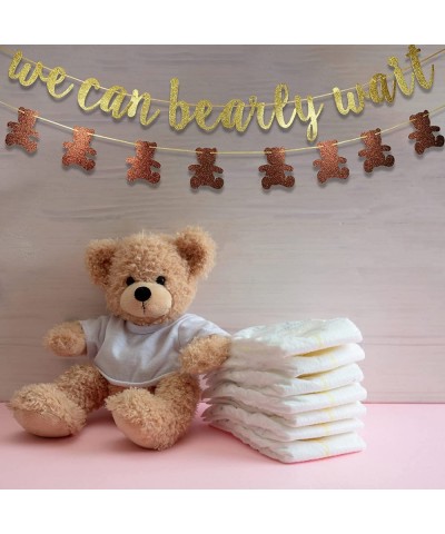 We Can Bearly Wait Glitter Banner Baby Shower Decorations Gender Reveal Party Supplies for Teddy Bear Theme Garland (Gold and...