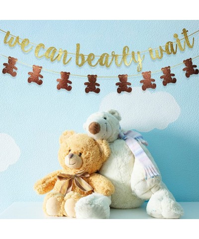 We Can Bearly Wait Glitter Banner Baby Shower Decorations Gender Reveal Party Supplies for Teddy Bear Theme Garland (Gold and...