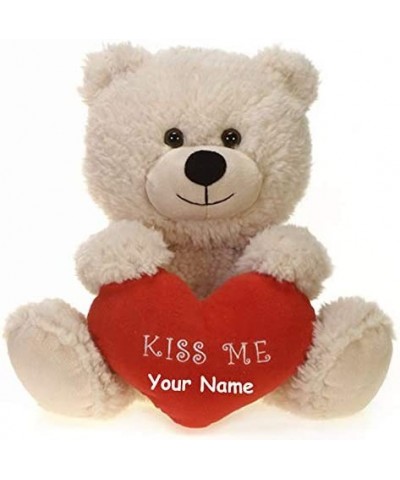 Personalized White Teddy Bear Holding a Kiss Me Heart Valentines Day Bear Plush Stuffed Animal Toy - 11 Inches $34.32 Stuffed...