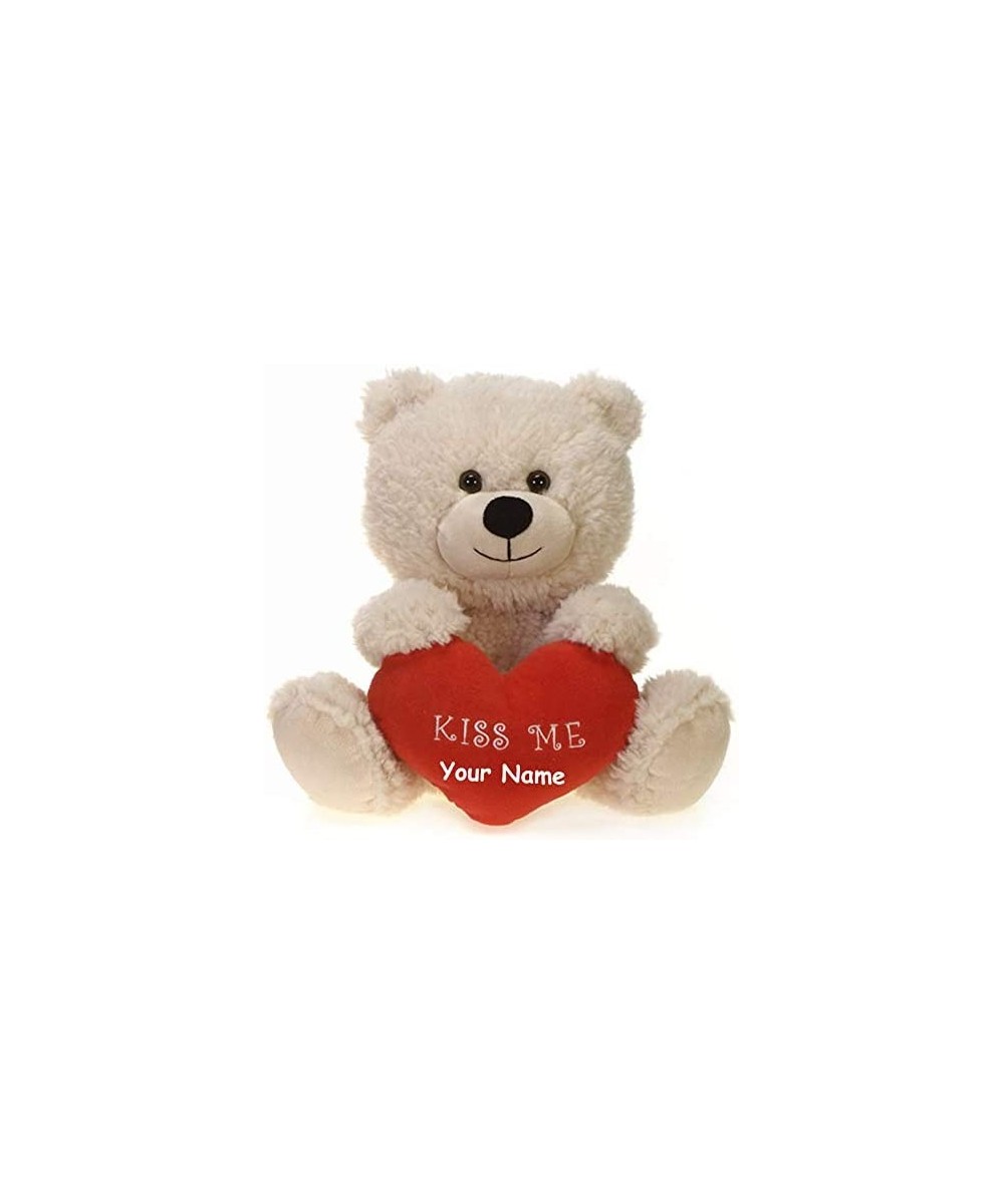 Personalized White Teddy Bear Holding a Kiss Me Heart Valentines Day Bear Plush Stuffed Animal Toy - 11 Inches $34.32 Stuffed...